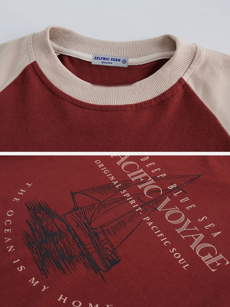 Rouge  T Shirts Aelfric Eden Pacific Voyage Print Raglan Tee - JKE-8788420